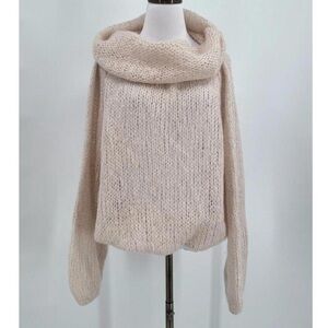 MES DEMOISELLES Moody Ivory Mohair Cowl Neck Oversized Sweater Sz 2